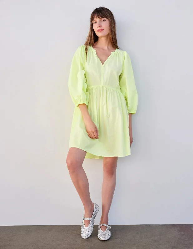 Purple Winter Mini Dresses-Sundry Mini V-Neck Dress in Pigment Lime