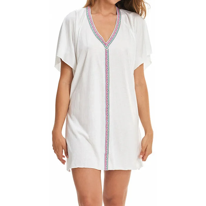 Wedding Mini Dresses-Pitusa Mini Pima Abaya Tunic Cover Up - White