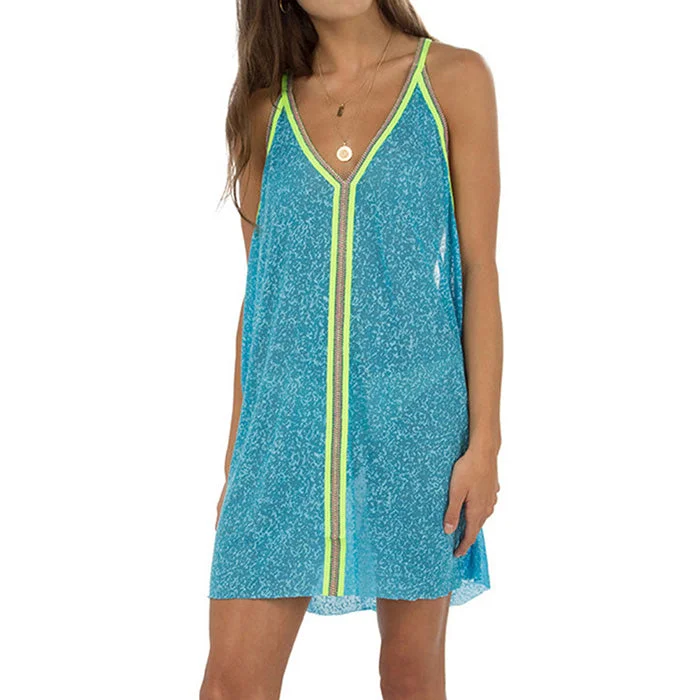 Sexy Mini Dresses-Pitusa Mini Sundress Cover Up - Blue