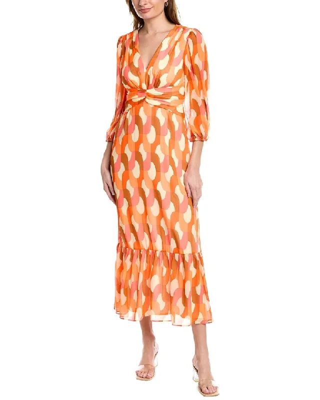 Striped Boho Midi Dresses-Donna Morgan Chiffon Midi Dress