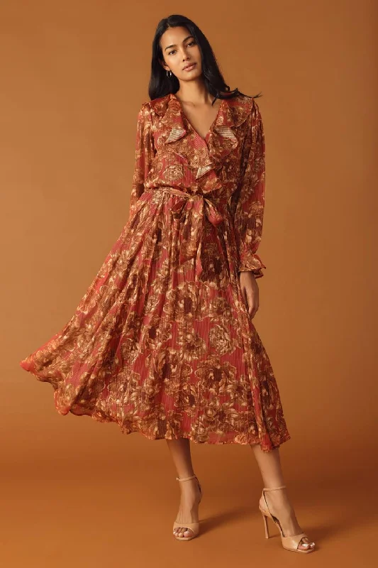 Boho Floral Midi Dresses-DISTANT SUN WOVEN MIDI DRESS