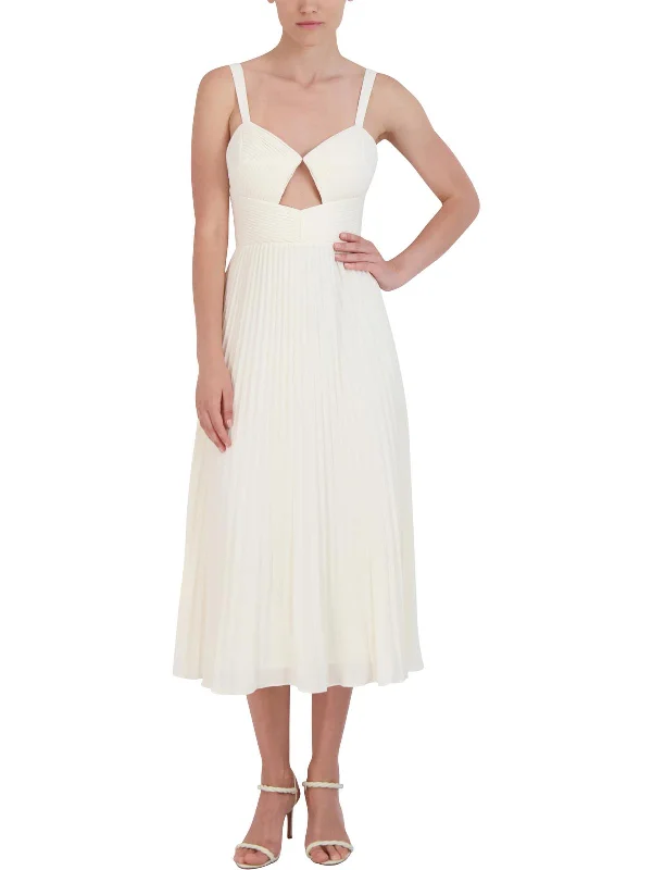 Cheap Casual Midi Dresses-Womens Pleated Midi Cocktail And Party Dress