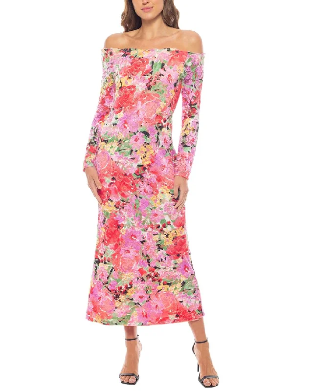 Halter Pink Midi Dresses-Marina Printed Midi Dress