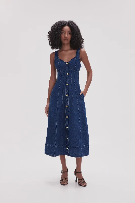 Knit Formal Midi Dresses-May Denim Midi Dress