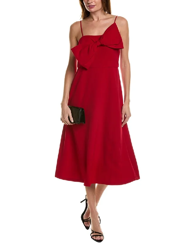 Casual Red Midi Dresses-Anne Klein Bow Bodice Midi Dress