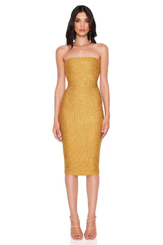 Sexy Summer Midi Dresses-Nookie Adriana Midi Dress - Gold