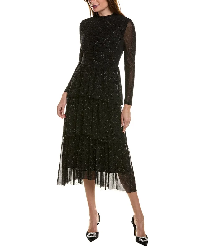 Velvet Winter Midi Dresses-Anne Klein Studded Tulle Midi Dress