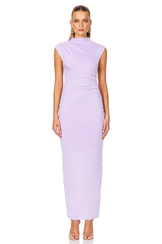 Winter Midi Dresses-Nookie Olivia High Neck Midi Dress - Lilac