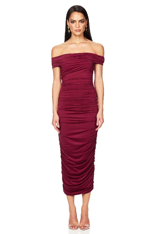 Sequin Work Midi Dresses-Nookie Element Midi Dress - Magenta