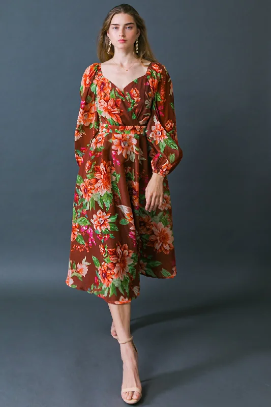 Floral Midi Dresses-LET IT HAPPEN WOVEN ORGNZA MIDI DRESS