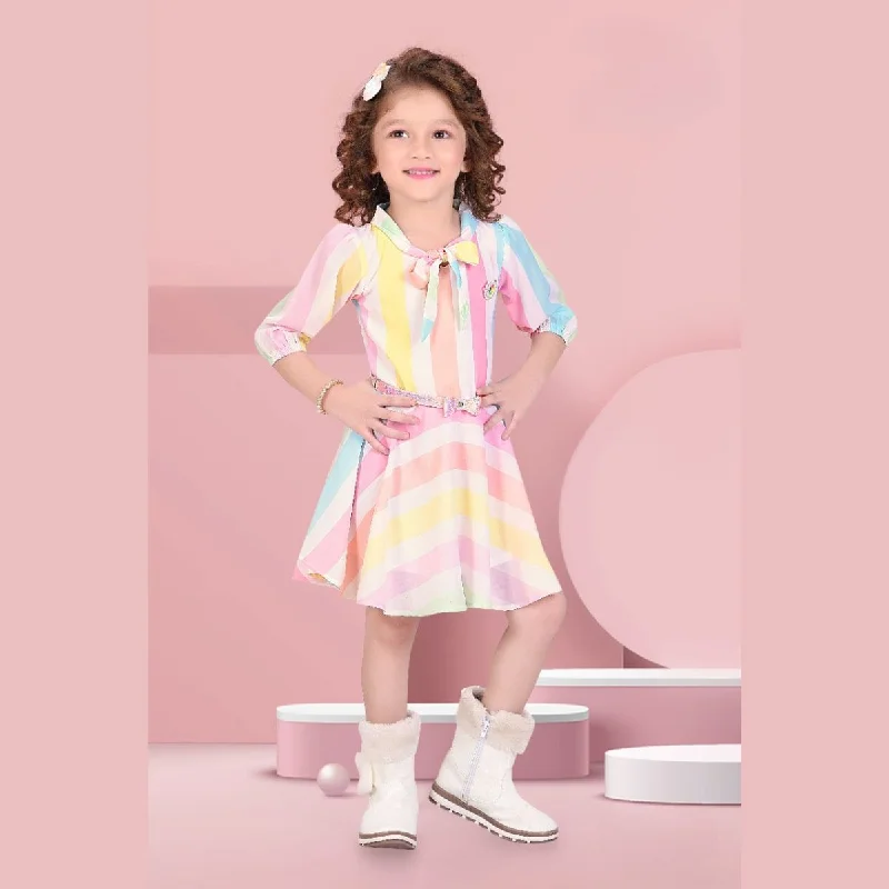 Polka Dot Vintage Midi Dresses-Multi Colored Midi for Girls