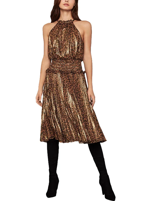 Plus Size Striped Midi Dresses-Womens Metallic Animal Print Midi Dress