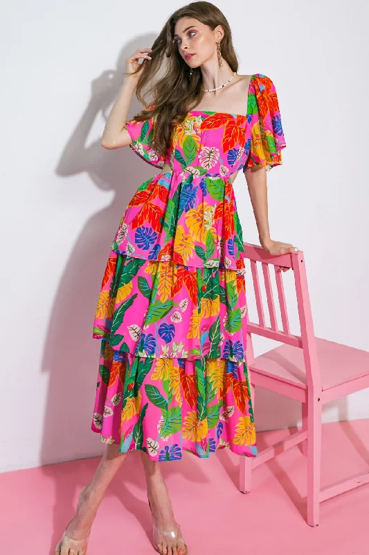 Boho Chiffon Midi Dresses-MORE TO SAY WOVEN MIDI DRESS