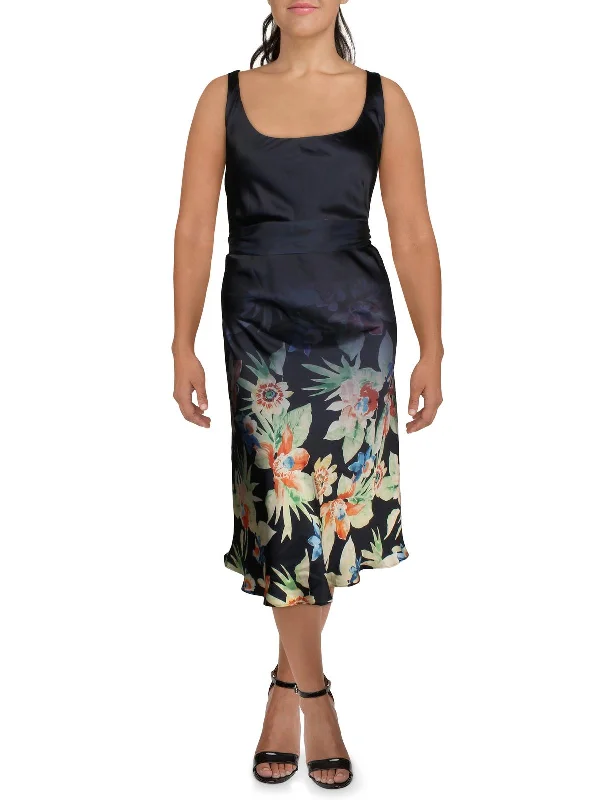 V Neck Midi Dresses-Womens Floral Long Midi Dress