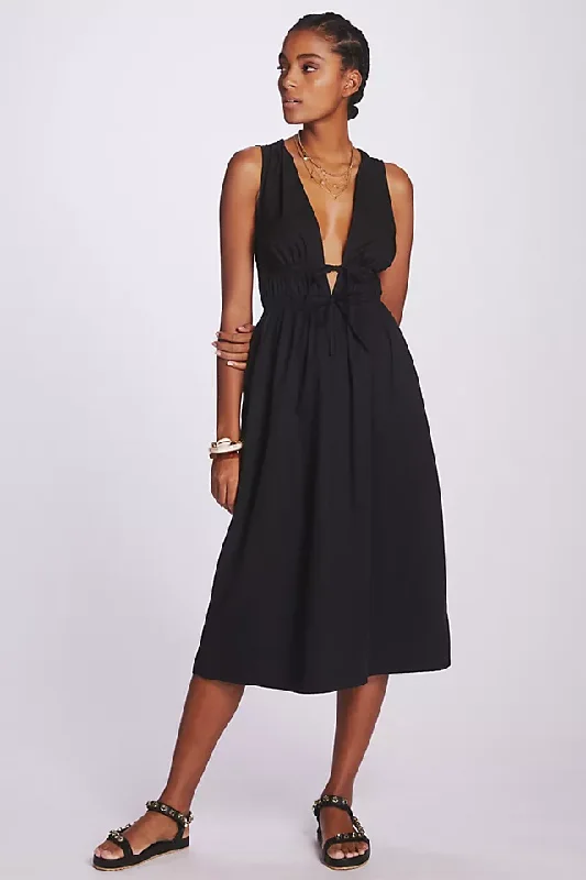 Elegant Party Midi Dresses-Faithfull Deep-V Midi Dress