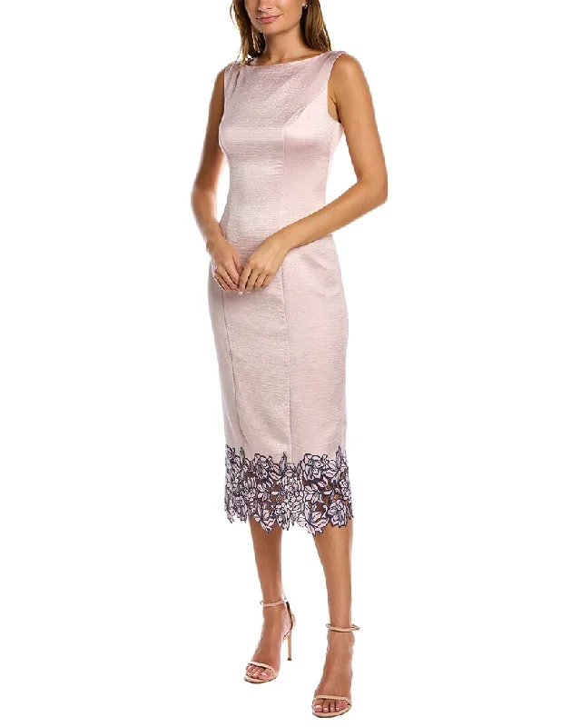 Embroidered Formal Midi Dresses-JS Collections Dawn Boat Neck Midi Dress