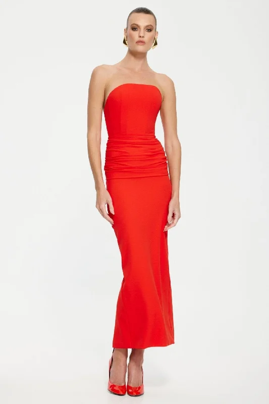 Halter Midi Dresses-Astor Midi Dress - Red