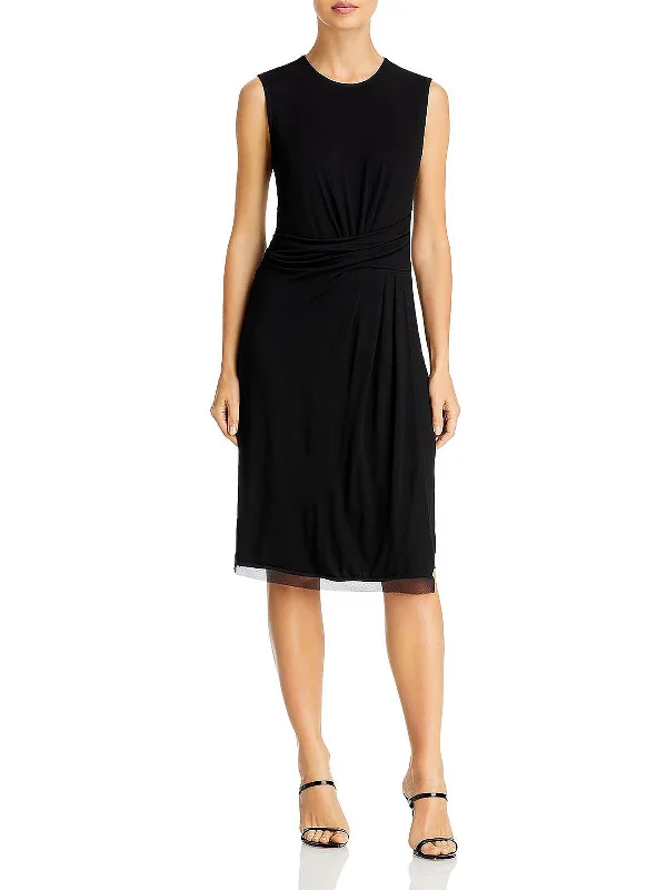 Knit High Neck Midi Dresses-Saylor Womens Formal Midi Sheath Dress