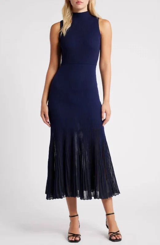 Cheap Party Midi Dresses-Off-Season Sweater Midi Dress In Navy