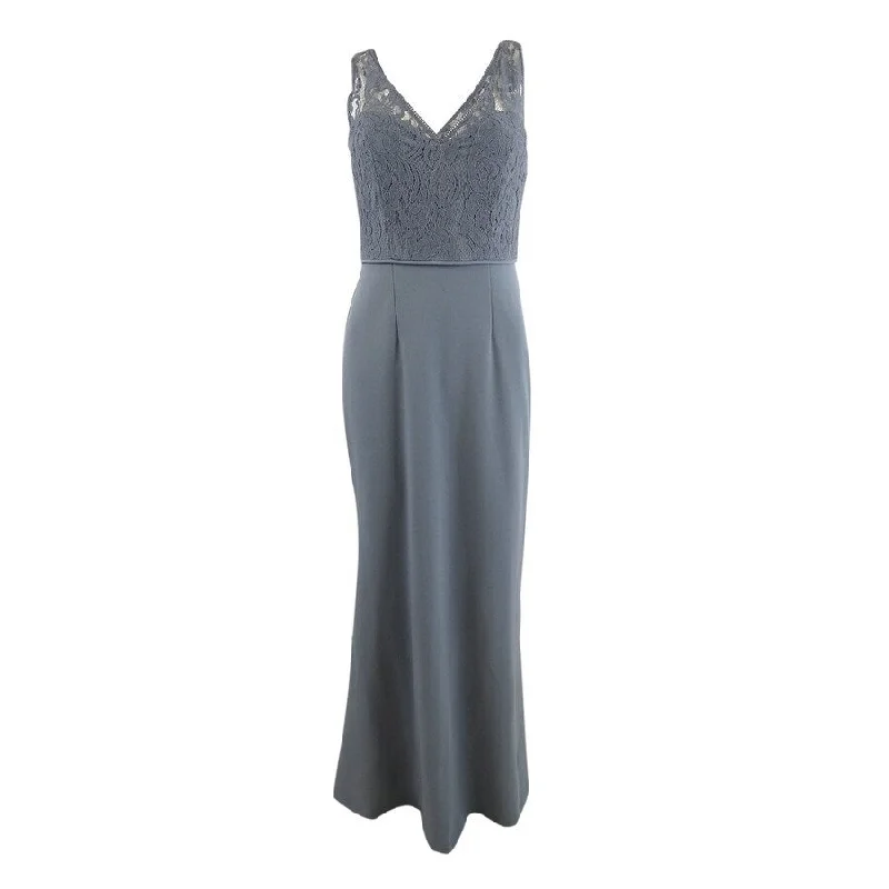 Trendy Satin Evening Dress-Adrianna Papell Women's Illusion Lace Gown (2, Dusty Blue)