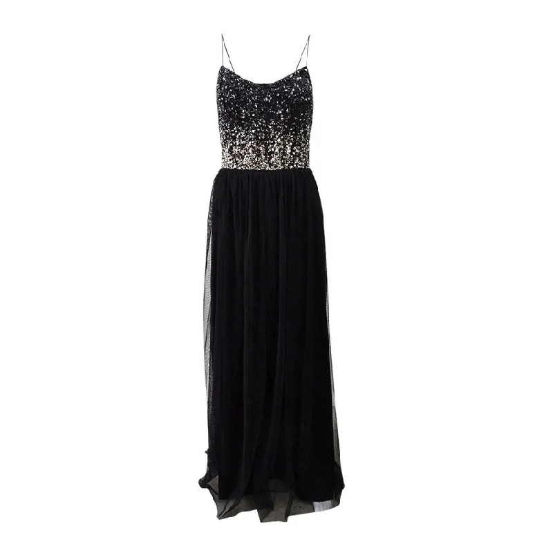 Cocktail Prom Evening Dress-Adrianna Papell Women's Sequined Tulle Gown