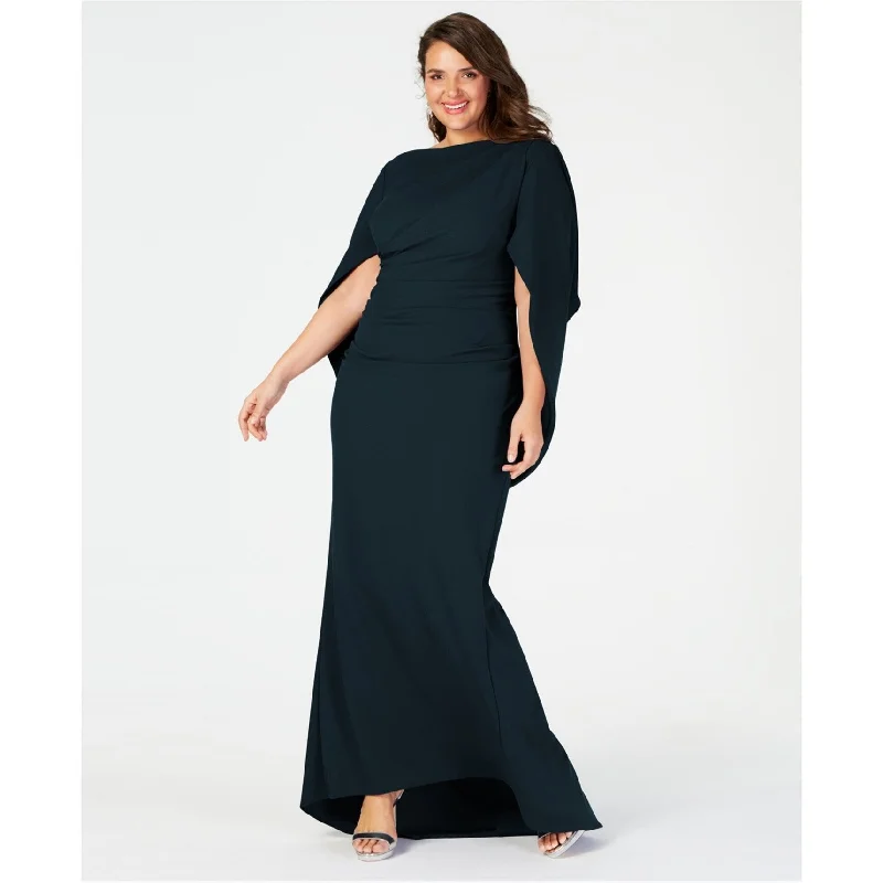 Formal Black Evening Dress-Betsy & Adam Womens Capelet Gown Dress, Green, 22W