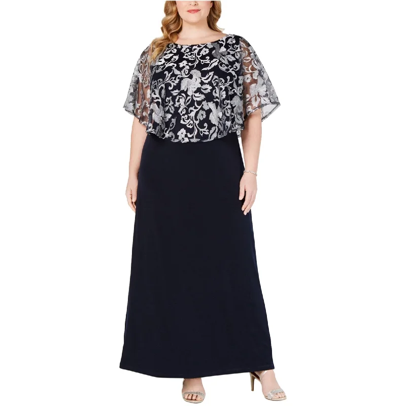 Petite Off Shoulder Evening Dress-Connected Apparel Womens Embroidered Gown Dress