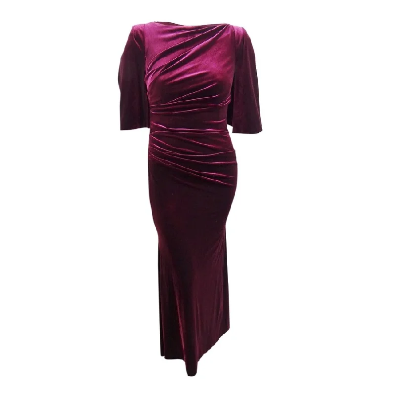 Velvet White Evening Dress-Eliza J Women's Draped Velvet Gown (12, Wine)