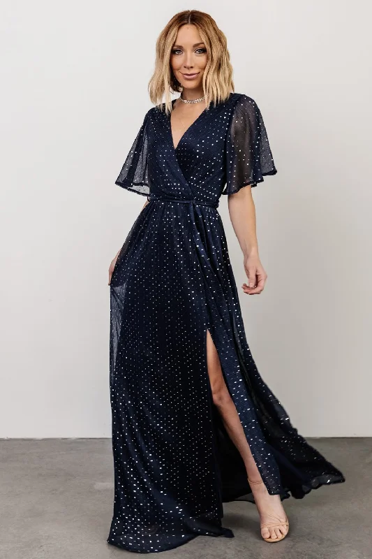 Short Evening Dress-Grace Sparkle Gown | Navy