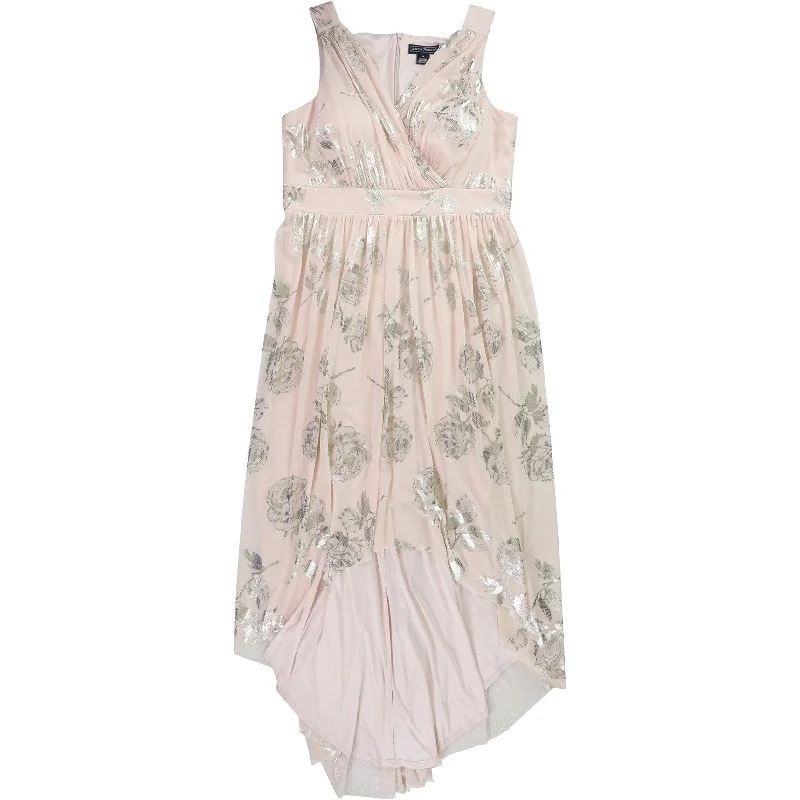 Midi Beige Evening Dress-Jessica Howard Womens Floral Gown Dress, Pink, 16