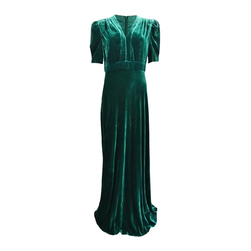 Backless Midi Evening Dress-Jill Jill Stuart Women's Plunging Velvet Gown (8, Spruce)