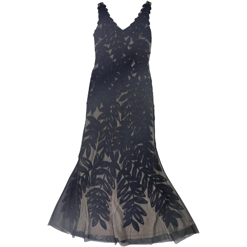 Beaded Cocktail Evening Dress-Js Collection Womens Leaves Gown Dress