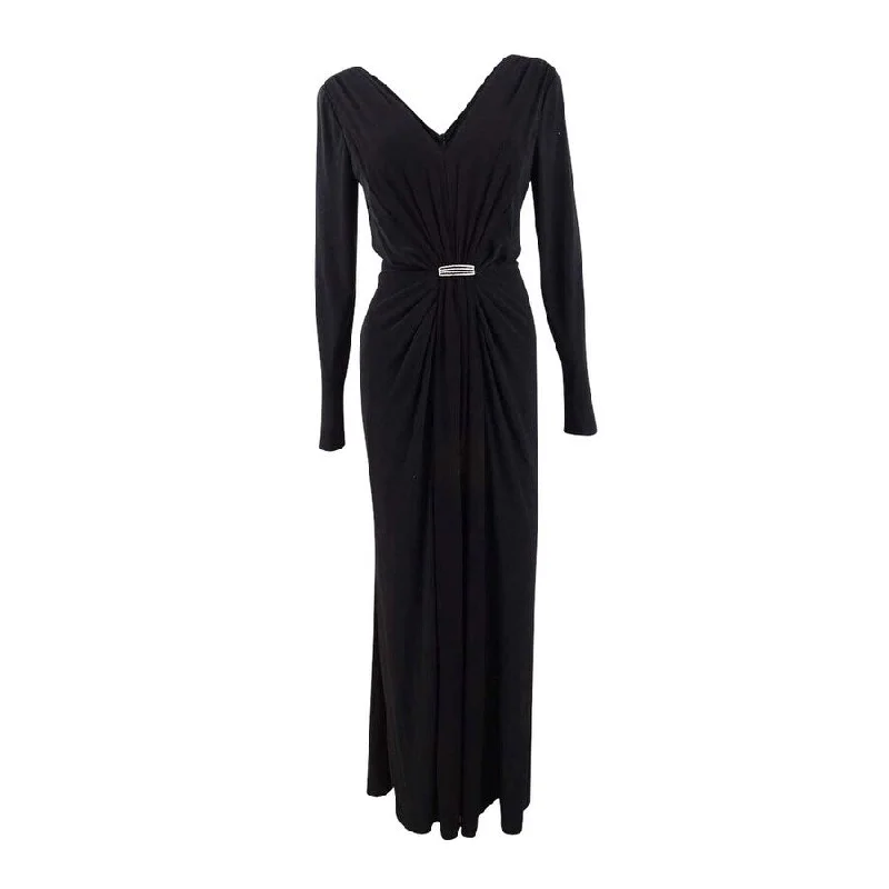 Cotton Women Evening Dress-Lauren Ralph Lauren Women's Georgette-Overlay Jersey Gown