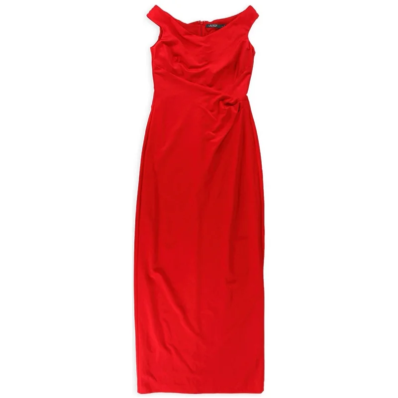 Cocktail Prom Evening Dress-Ralph Lauren Womens Jersey Gown Dress, Red, 8