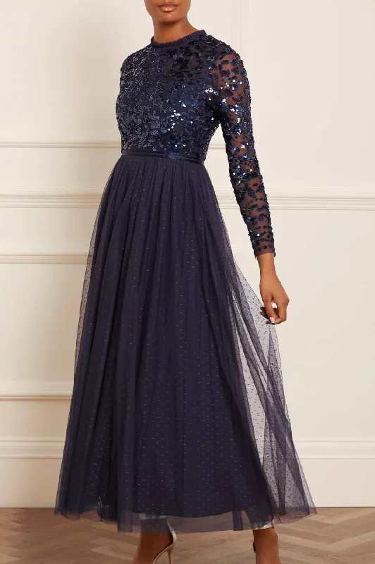 Blue Evening Dress-Tempest Bodice Ankle Gown