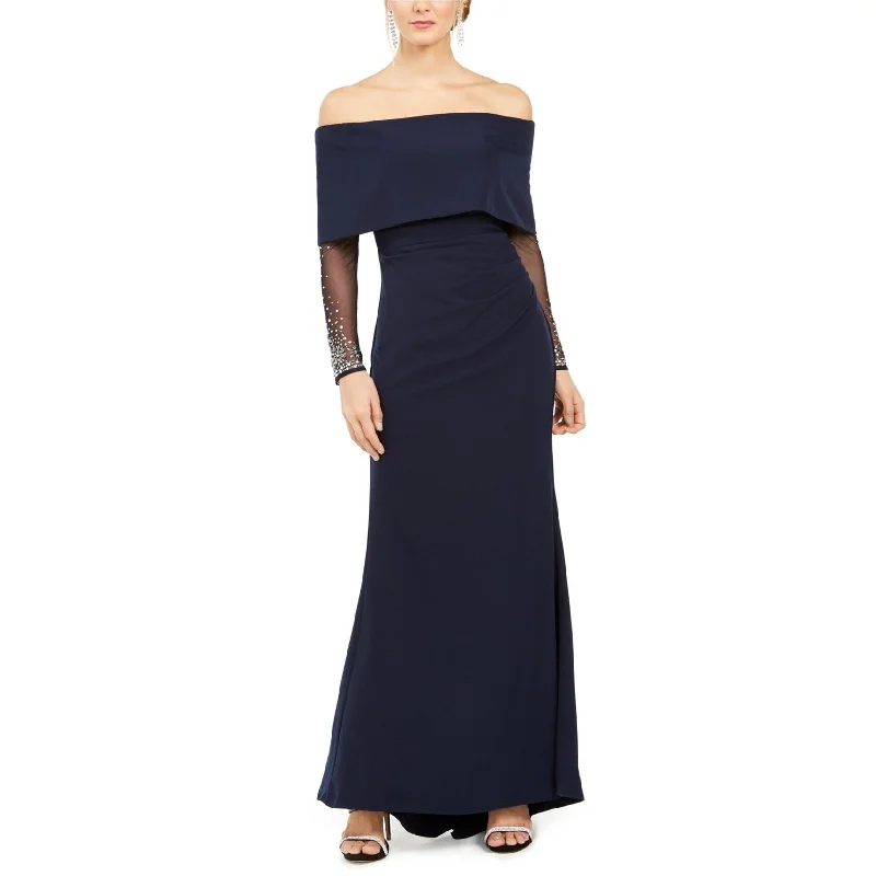 Formal V Neck Evening Dress-Vince Camuto Womens Embellished Gown Off-Shoulder Dress