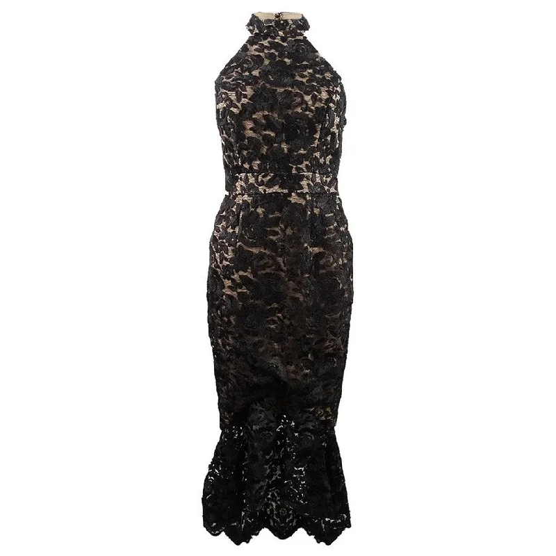 Boho Petite Evening Dress-Xscape Women's Lace Mock-Neck Gown (2, Black)