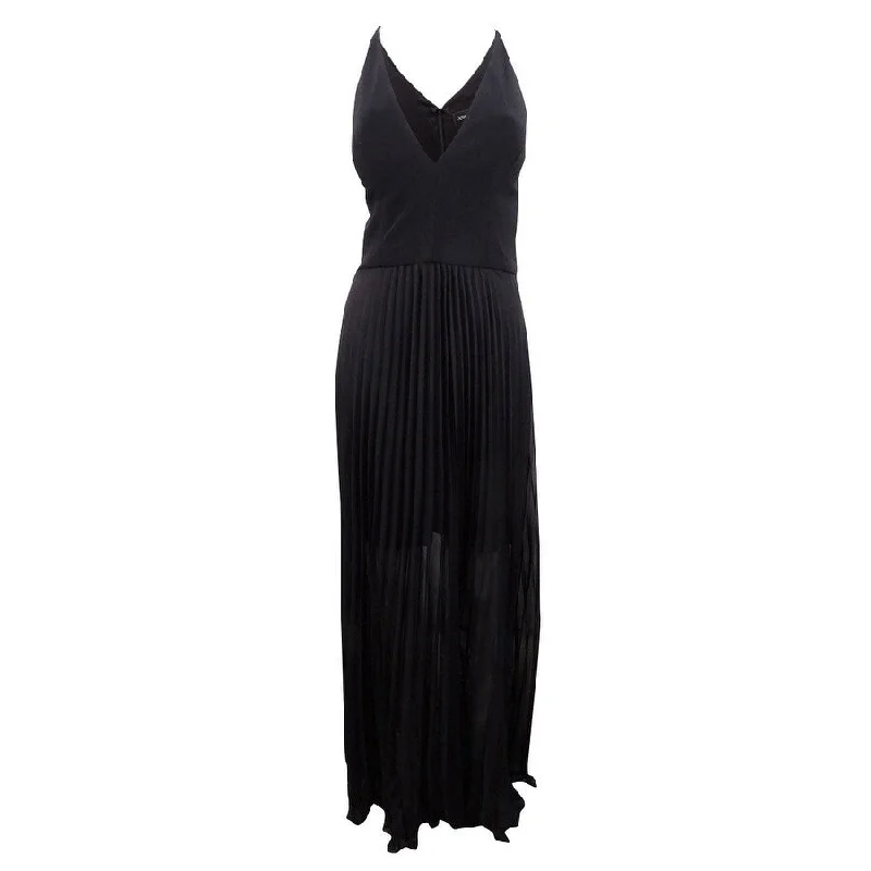 Long Elegant Evening Dress-Xscape Women's Pleated V-Neck Gown