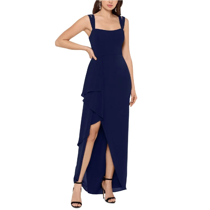 Tie Dye Trendy Evening Dress-Xscape Womens Ruffle Gown Dress