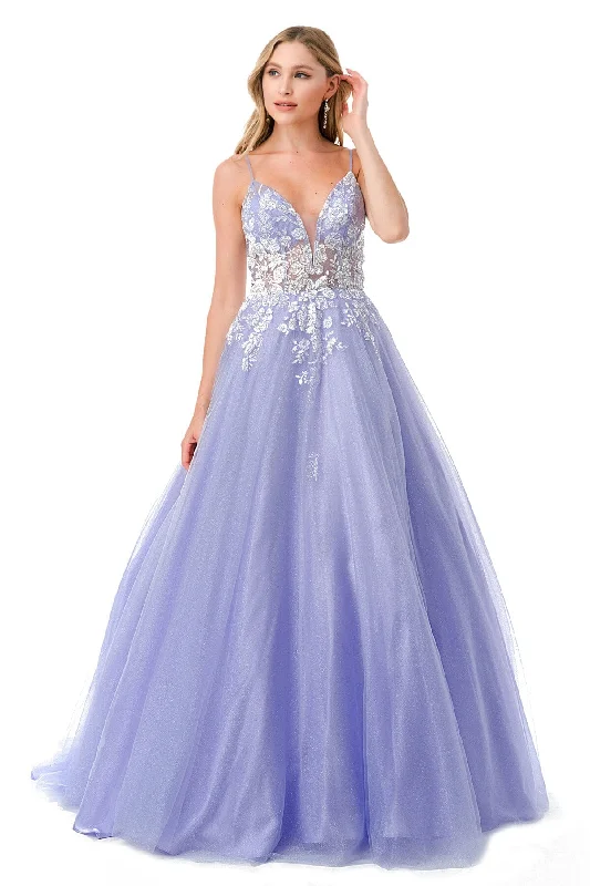 Purple Short Evening Dress-Applique Sweetheart Tulle Gown by Coya L2791B