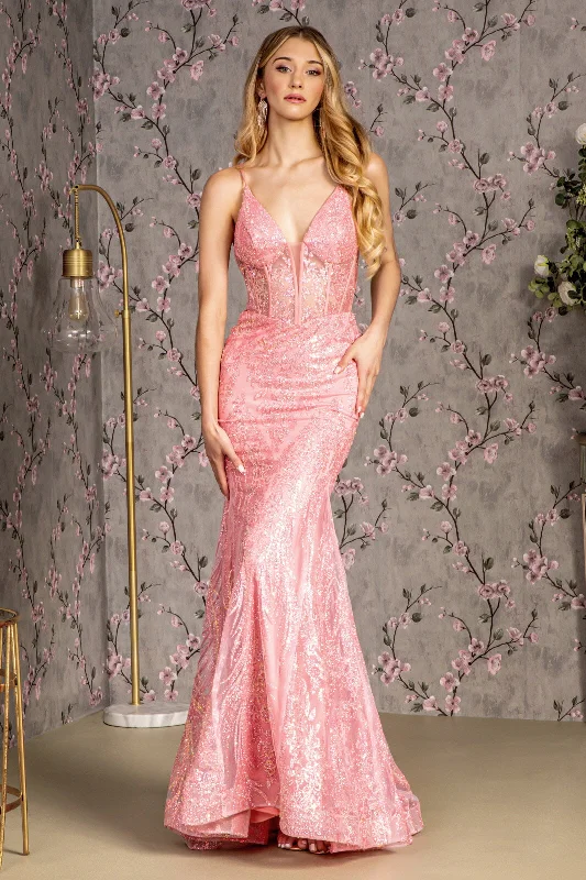 Silk Halter Evening Dress-Embellished Sleeveless Mermaid Dress by GLS Gloria GL3201