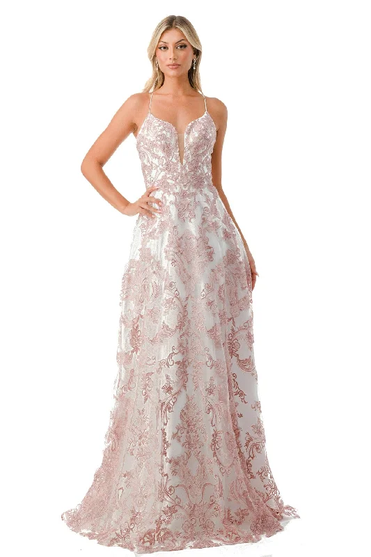 Boho Petite Evening Dress-Embroidered Sweetheart A-line Gown by Coya P2208