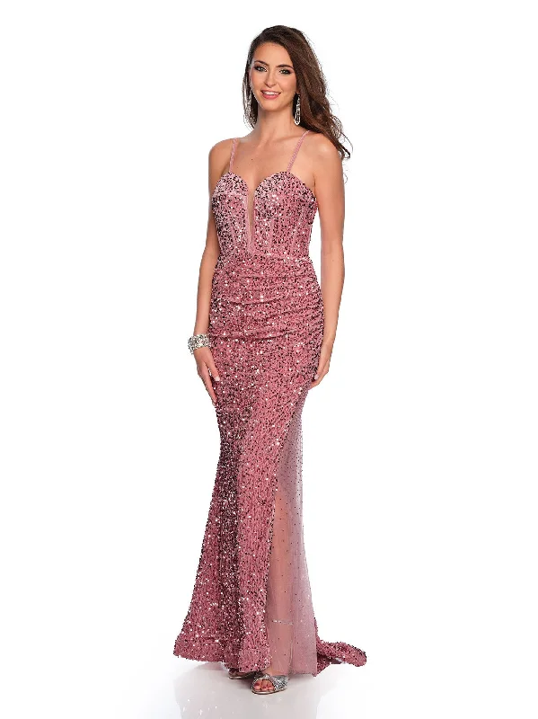 Silver Evening Dress-Long Evening Dress by Dave and Johnny 11631