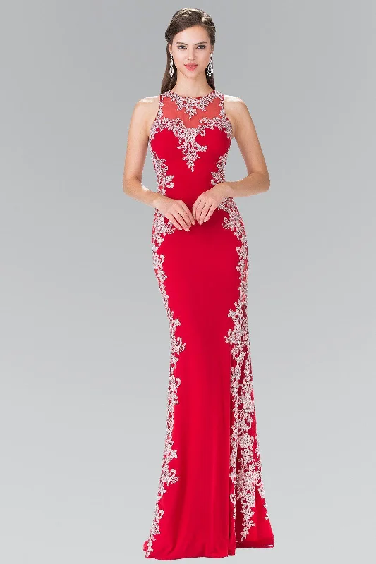 Prom Backless Evening Dress-Long Illusion Dress with Open Back by Elizabeth K GL2320