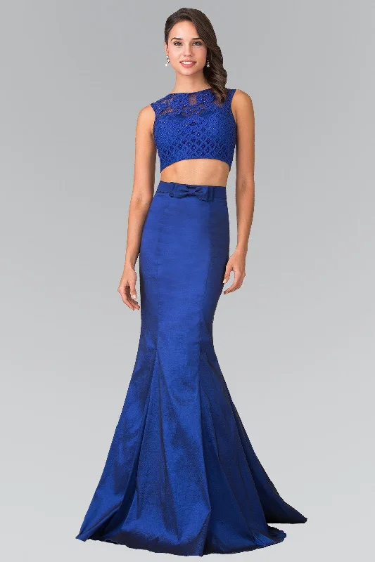 Sexy Off Shoulder Evening Dress-Long Two-Piece Mermaid Dress with Lace Top by Elizabeth K GL2354