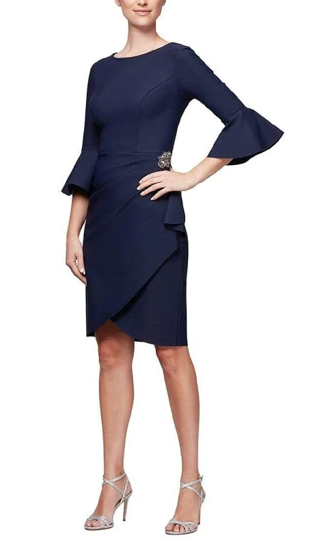 Alex Evenings - 134183 Bell Sleeve Bateau Sheath Dress