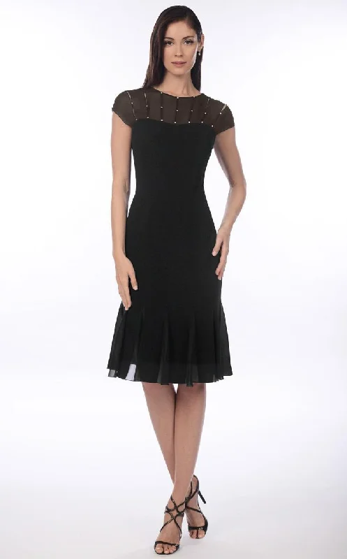 Alexander by Daymor Jewel-Affixed Sheer Cap Sleeves Cocktail Dress 903 - 1 pc Black In Size 6 Available