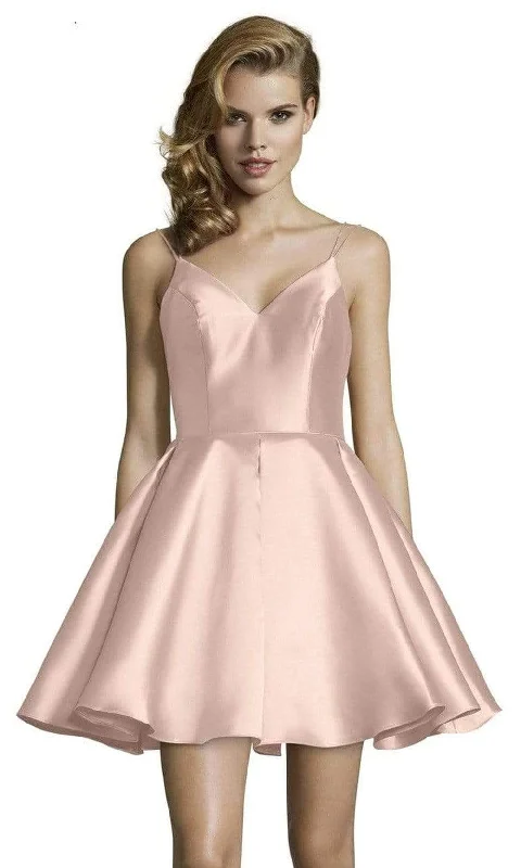 Alyce Paris - 3764 Sleeveless V Neck Double Strapped Fit and Flare Cocktail Dress - 2 pcs French Pink in sizes 4 and 14 Available