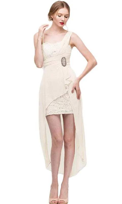 Eureka Fashion - Lace Mini Dress with High Low Chiffon Overskirt 1921