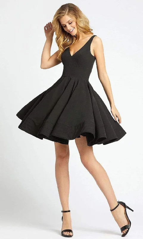 Ieena Duggal - 48478 V-Neck Flutter Cocktail Dress - 1 pc Black in Size 2 Available